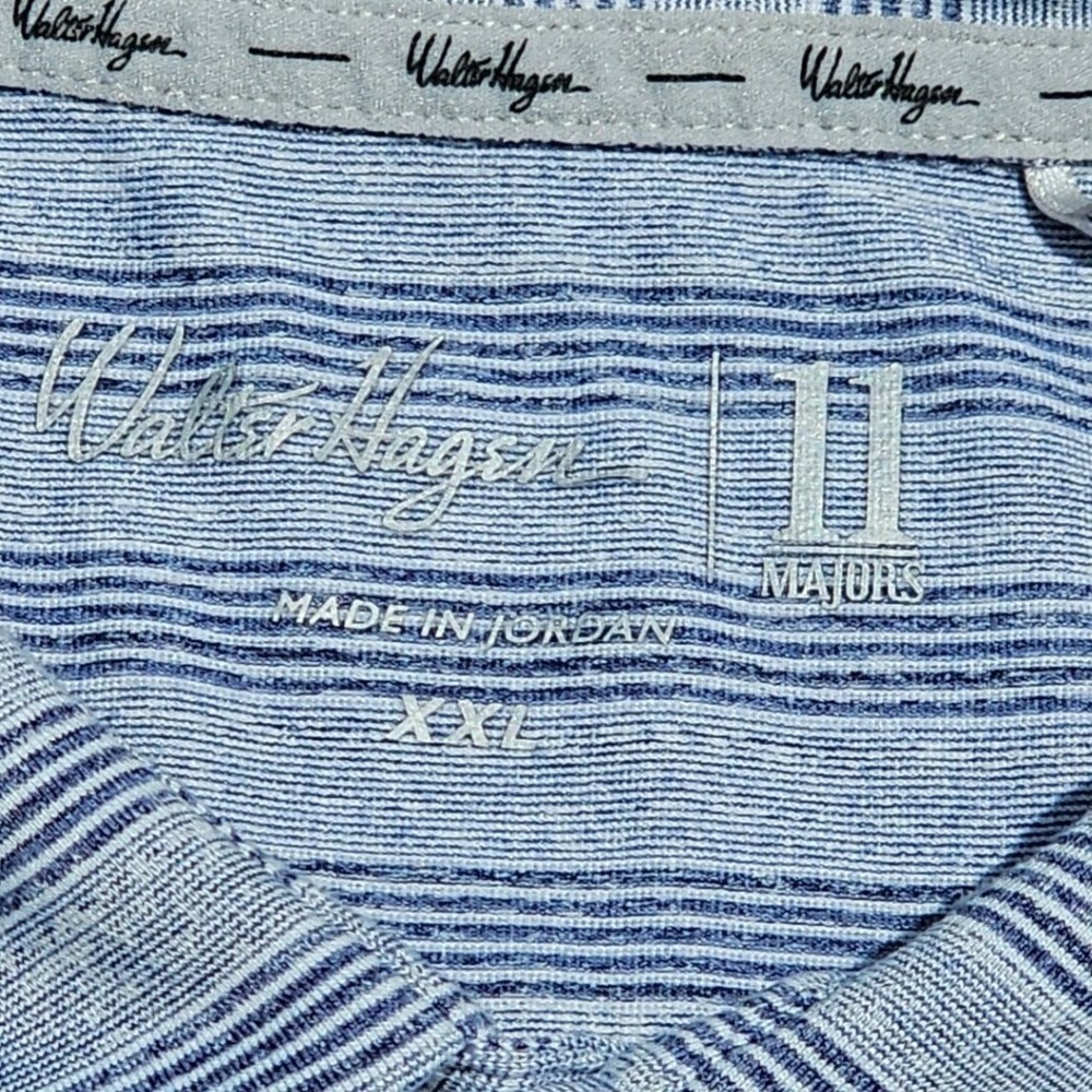 Walter Hagen 11 majors Polo Shirt Mens XXL Gray Striped Performance Golf S/S - Picture 2 of 10
